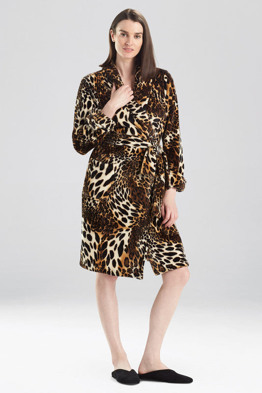 Buy Plush Leopard Cozy Robe in Chestnut Online Chestnut