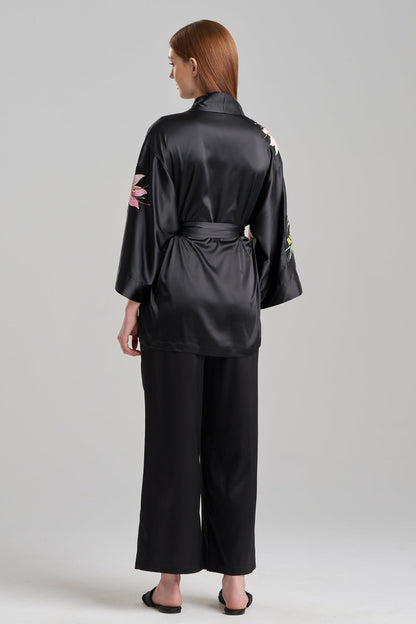 Glamour Floral Applique Wrap Black