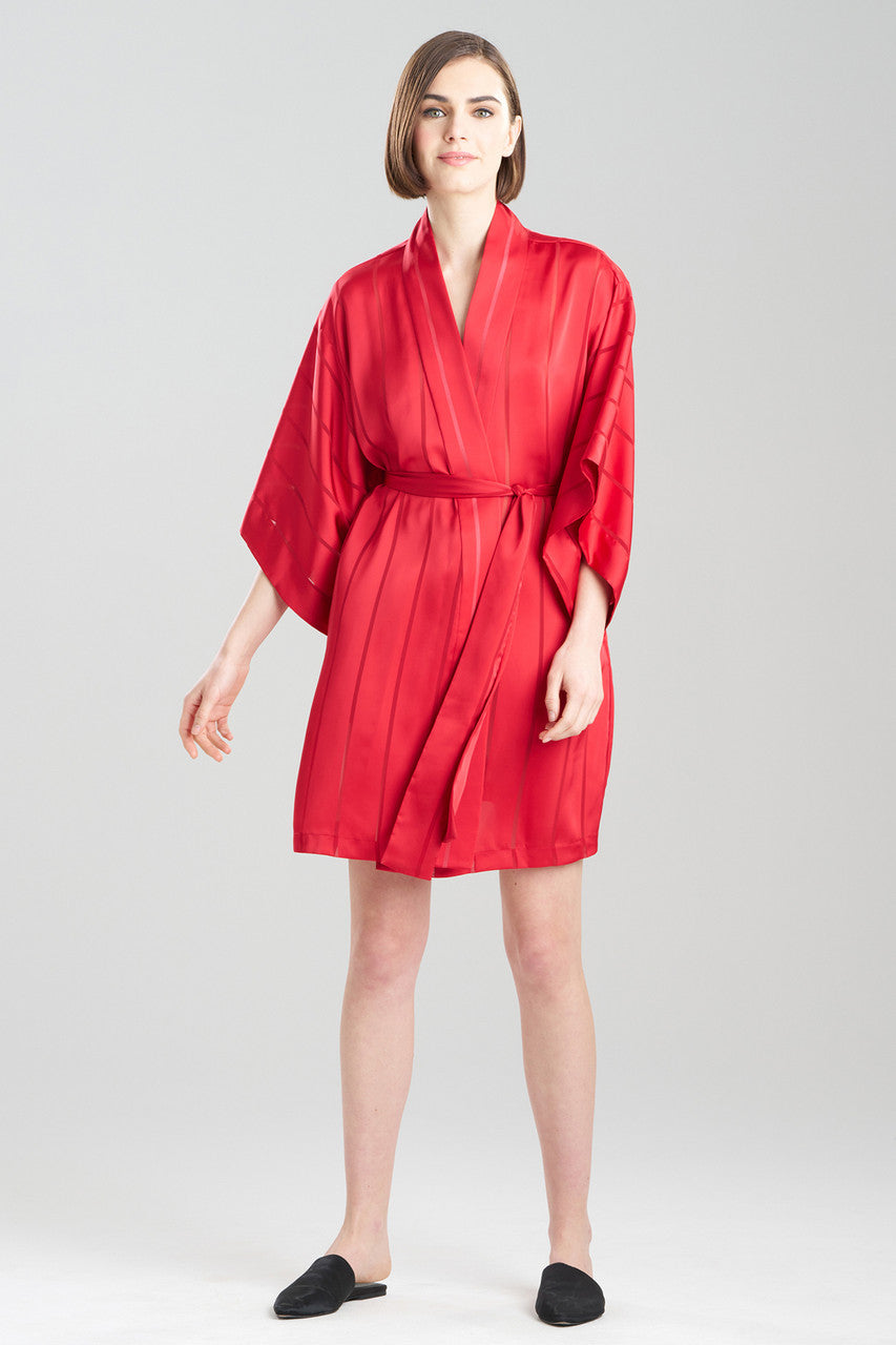 Buy Sheer Stripe Jacquard Wrap in Brocade Red Online Brocade Red