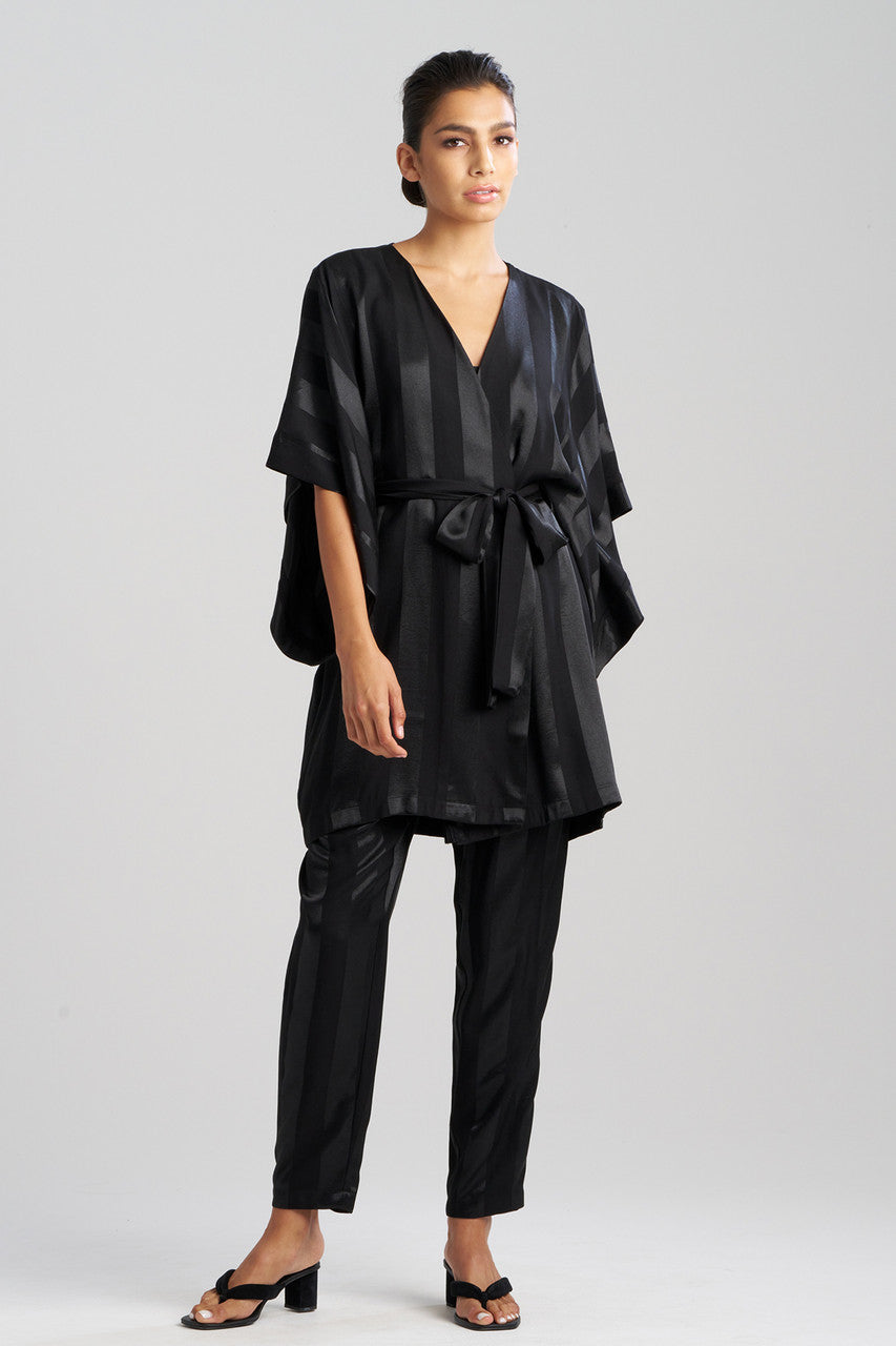 Buy Satin Jacquard Stripe Wrap in Black Online Black