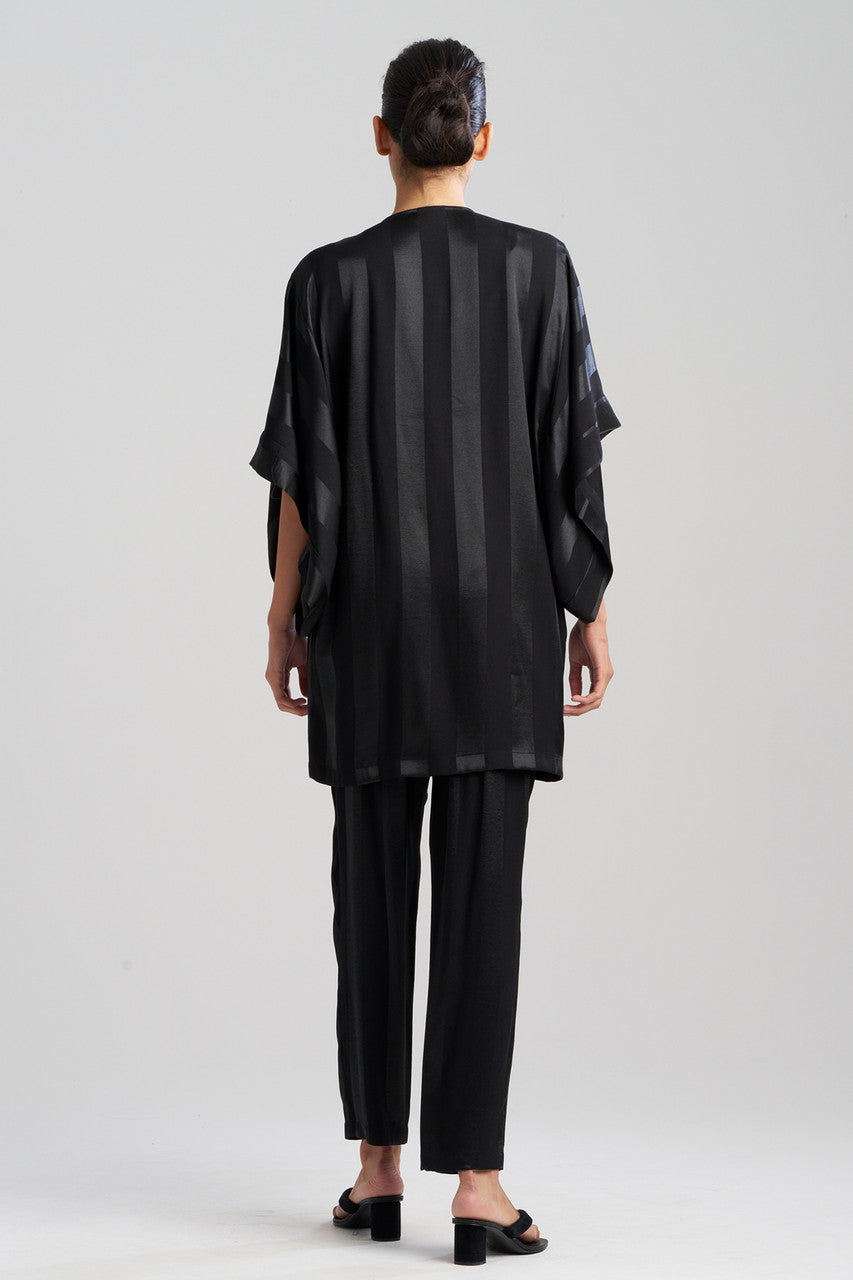 Buy Satin Jacquard Stripe Wrap in Black Online Black