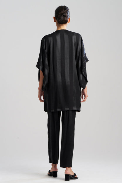 Buy Satin Jacquard Stripe Wrap in Black Online Black