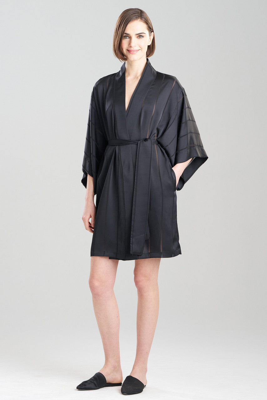 Buy Sheer Stripe Jacquard Wrap in Black Online Black