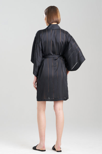 Buy Sheer Stripe Jacquard Wrap in Black Online Black