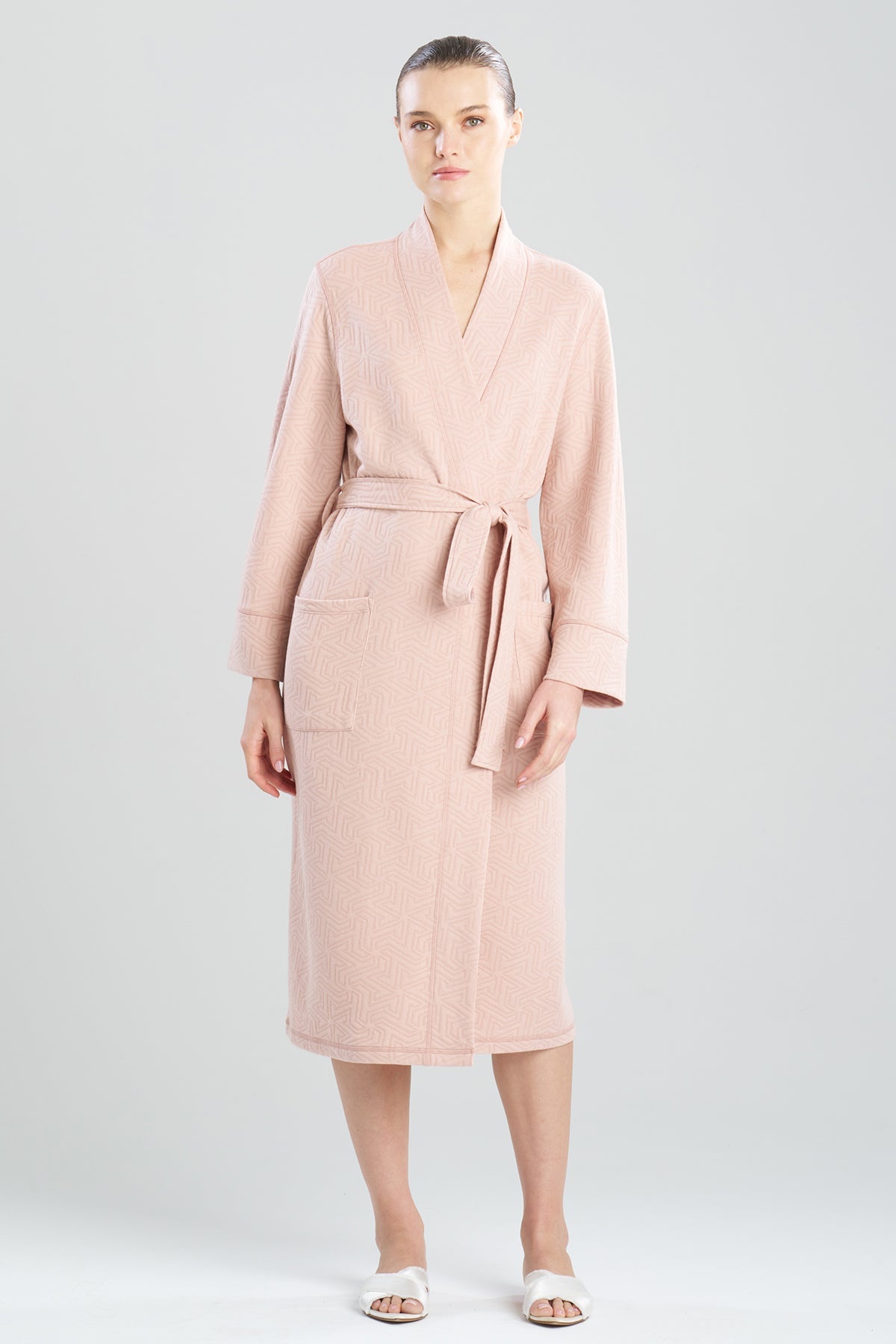 Quilted Geo Knit Jacquard Robe Pink Mist