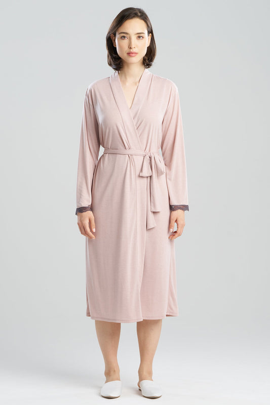 Dhalia Knit Jersey Lace Robe Pale Pink