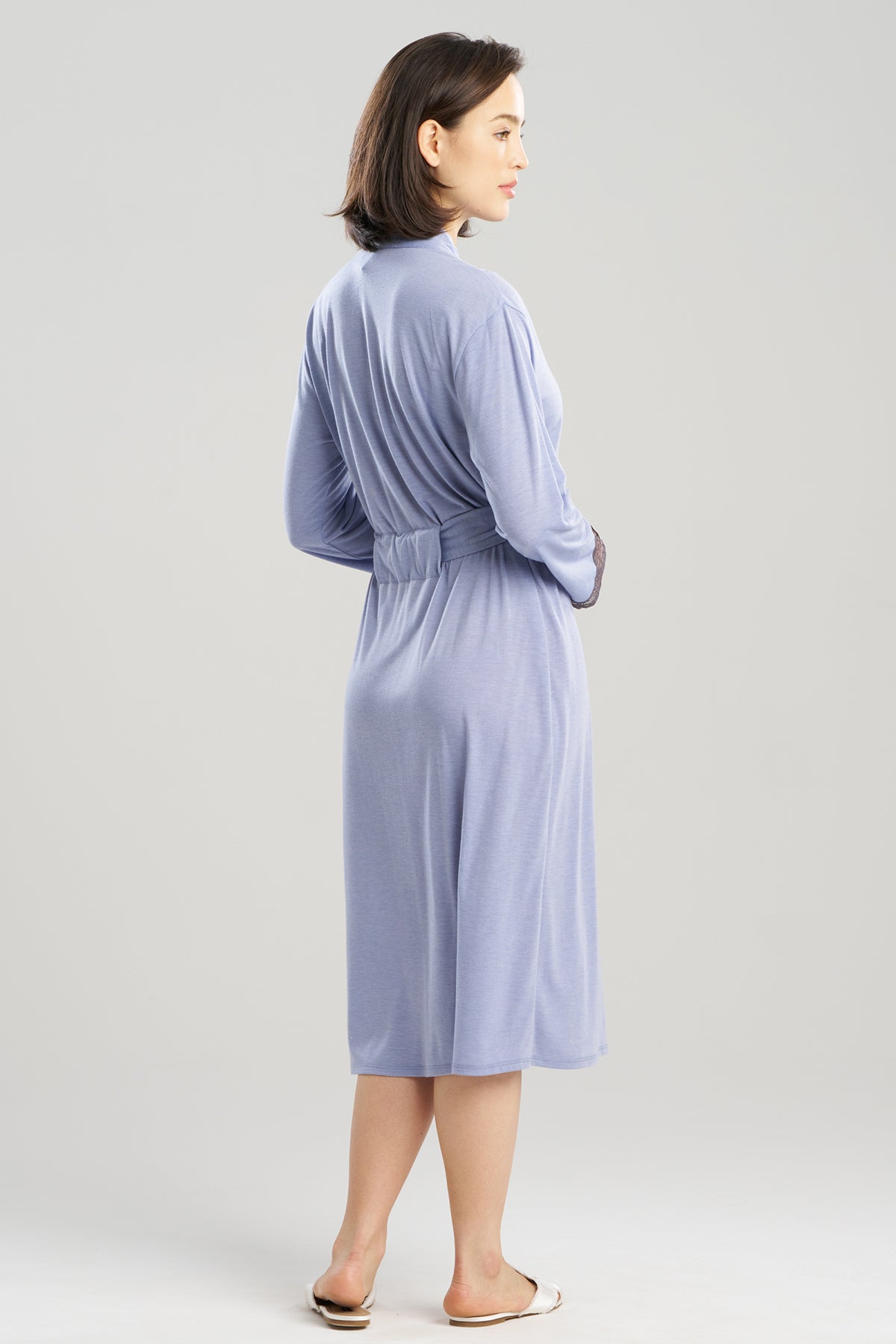 Dhalia Knit Jersey Lace Robe Blue Haze