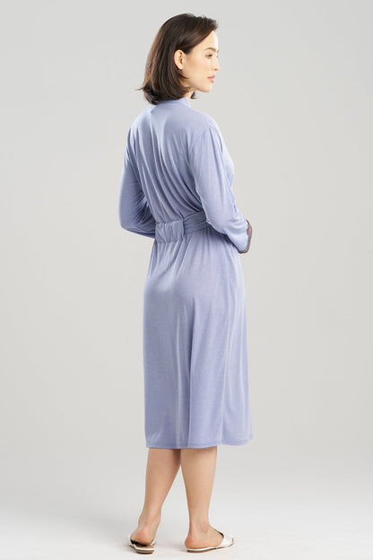 Dhalia Knit Jersey Lace Robe Blue Haze