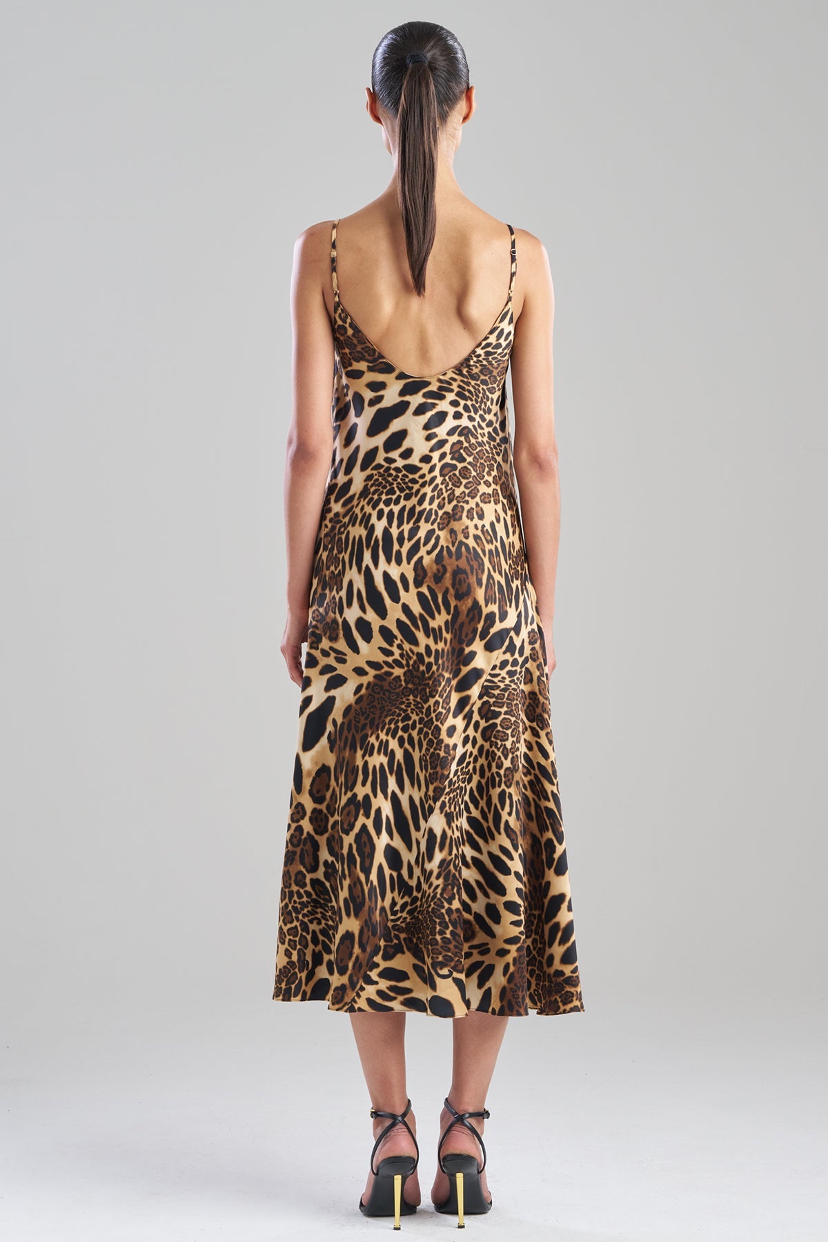 Luxe Leopard Scoop Neck Slip Dress Chestnut