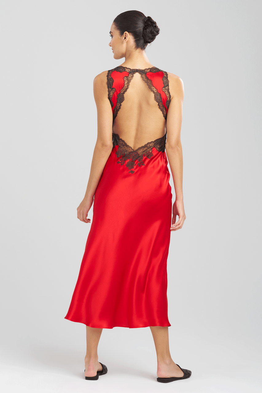 Buy Lolita Lace Trim Silk Gown in Scarlet/Ash Black Online Scarlet/Ash Black