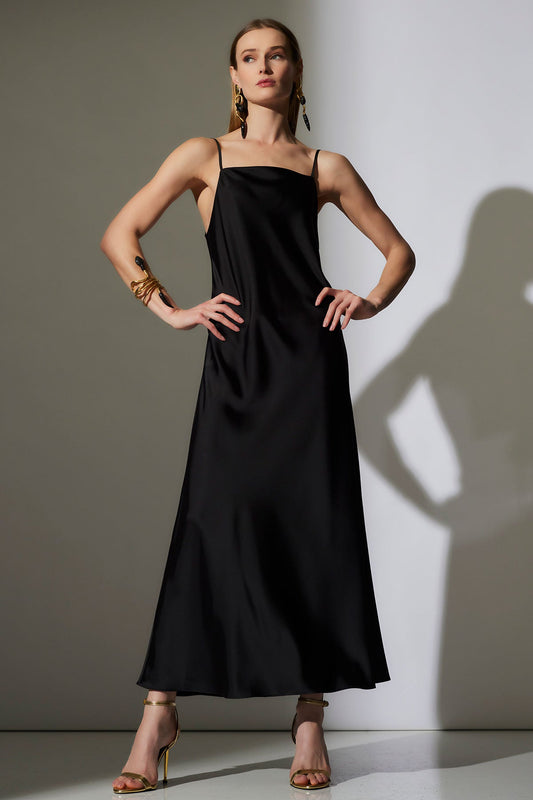 Luxe Charmeuse Slip Dress Black