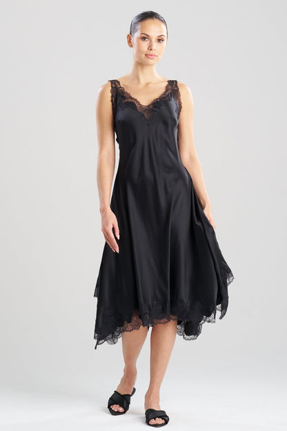 Lolita Asymmetrical Silk Slip Dress Black