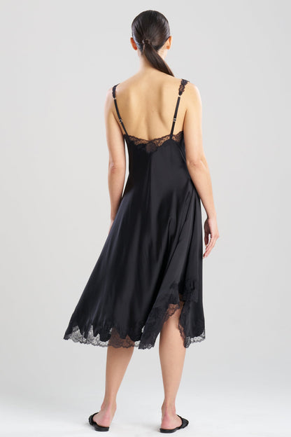 Lolita Asymmetrical Silk Slip Dress Black