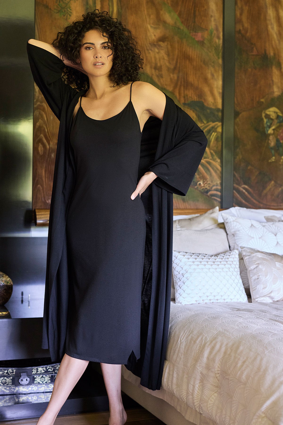 Buy Shangri-La TENCEL™ Gown in Black Online Black