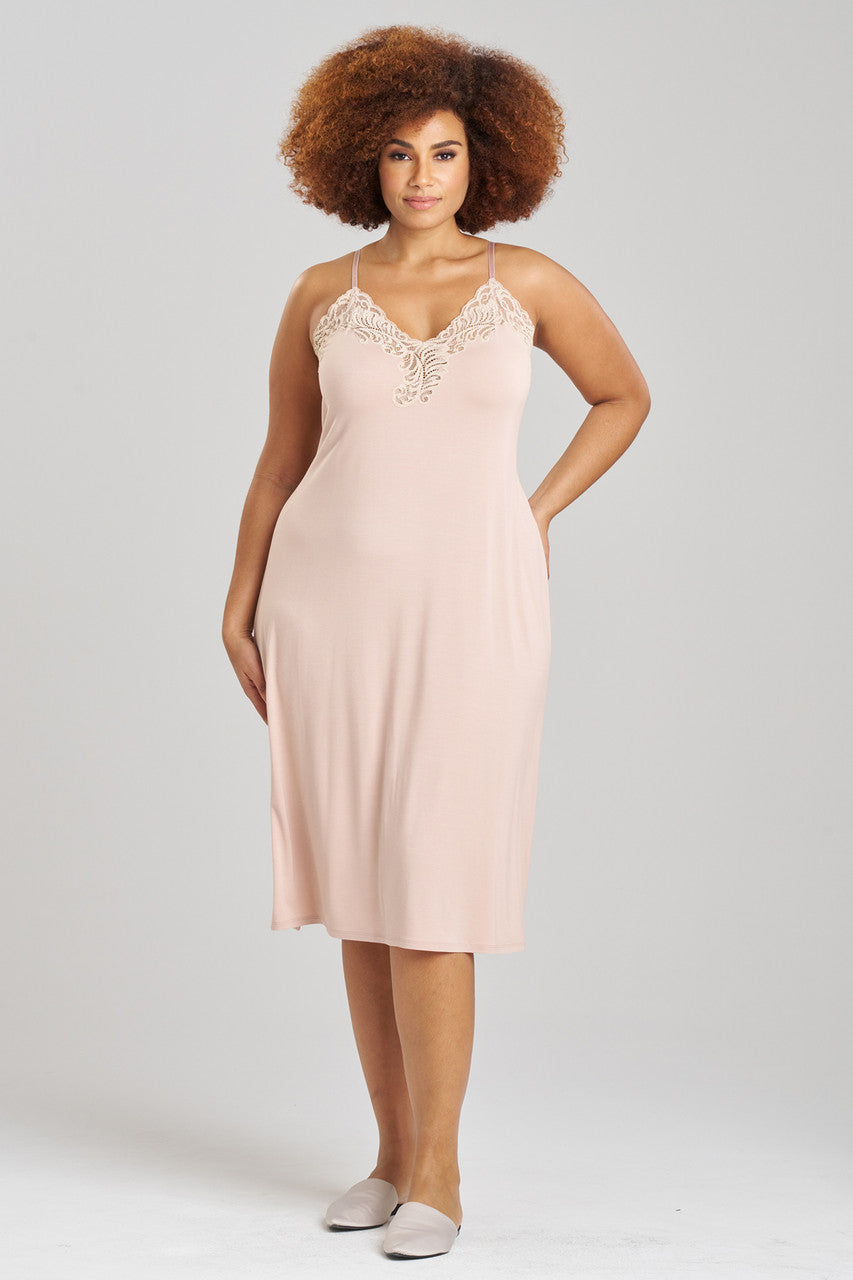 Buy Feathers Essentials Lenzing™ Ecovero™ Viscose Lace Slip Dress in Café Online Café