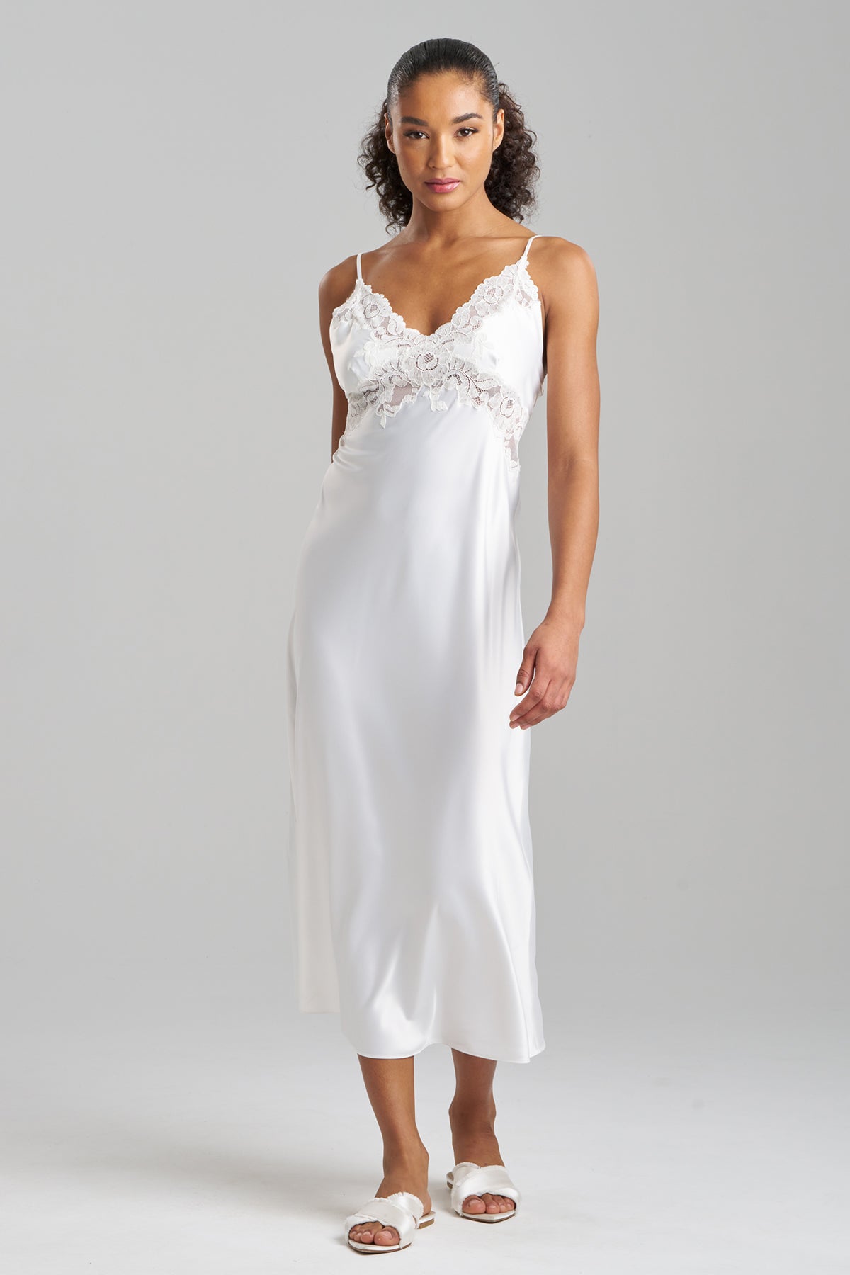 Peony Glamour Slip Dress Warm White