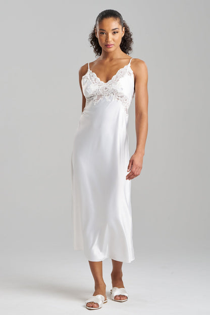 Peony Glamour Slip Dress Warm White