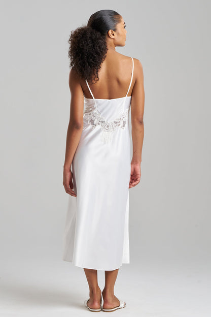 Peony Glamour Slip Dress Warm White
