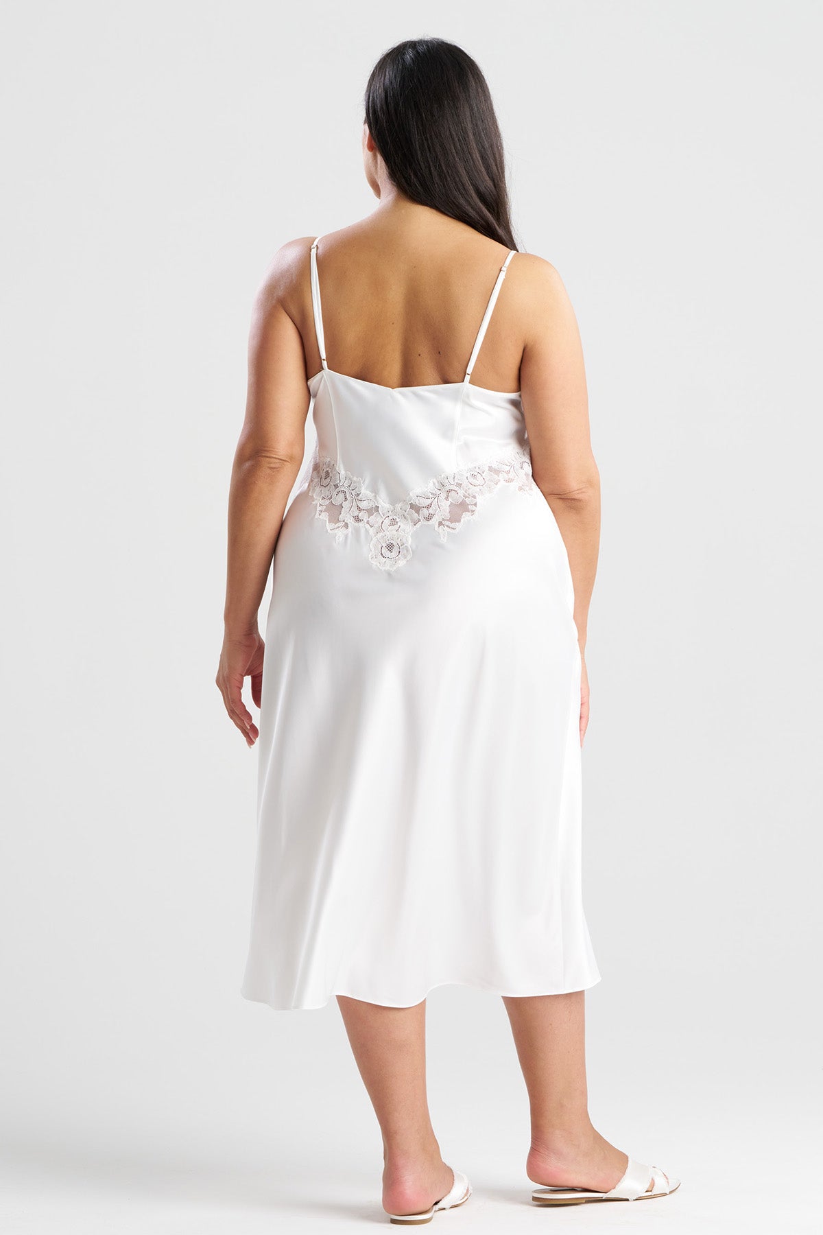 Peony Glamour Slip Dress Warm White