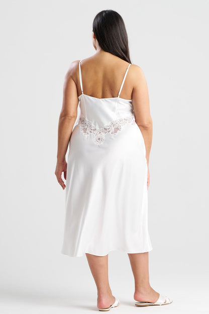 Peony Glamour Slip Dress Warm White