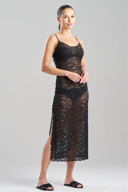 Peony Allover Lace Slip Dress Black