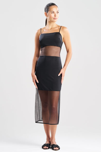 Gisele Mesh Slip Dress Black