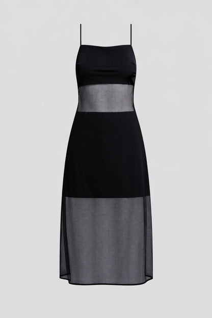 Gisele Mesh Slip Dress Black