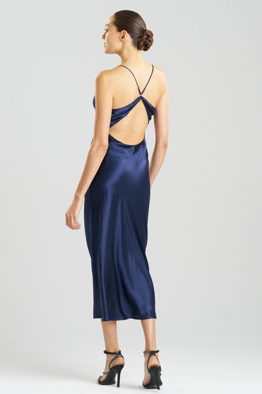 Buy Key Essentials V-neck Silk Gown in Midnight Navy Online Midnight Navy