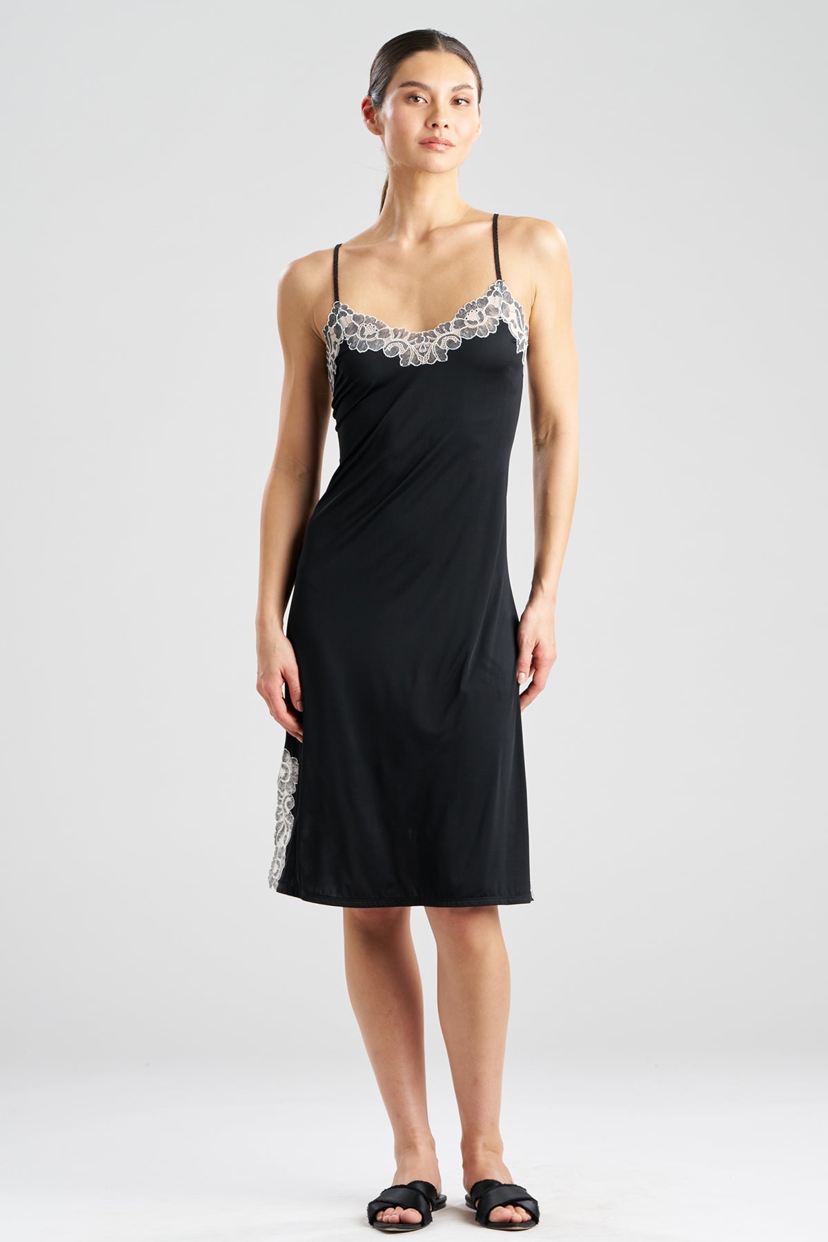 Peony Enchant Slip Dress Black