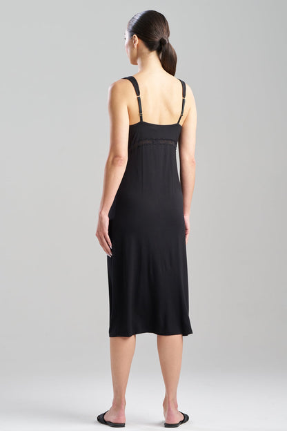 Buy Feathers Essentials Lenzing™ Ecovero™ Viscose Lace Applique Slip Dress in Black Online Black
