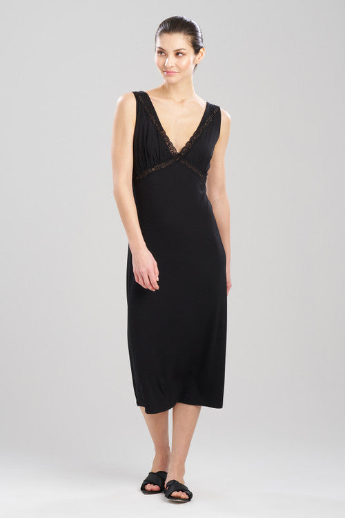 Buy Feathers Essentials Lenzing™ Ecovero™ Viscose Lace Applique Slip Dress in Black Online Black