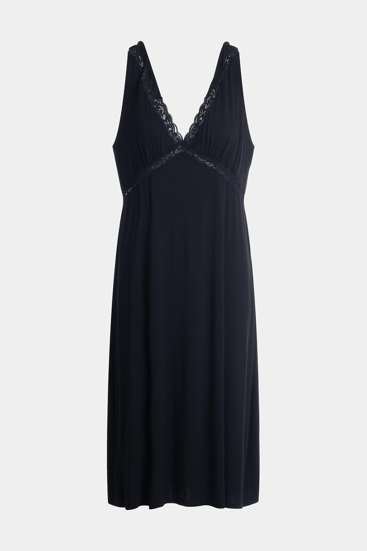 Buy Feathers Essentials Lenzing™ Ecovero™ Viscose Lace Applique Slip Dress in Black Online Black