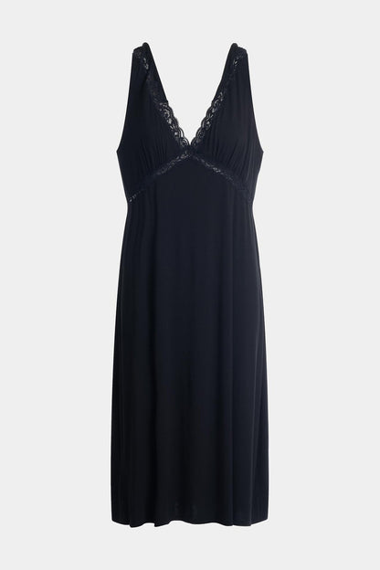 Buy Feathers Essentials Lenzing™ Ecovero™ Viscose Lace Applique Slip Dress in Black Online Black