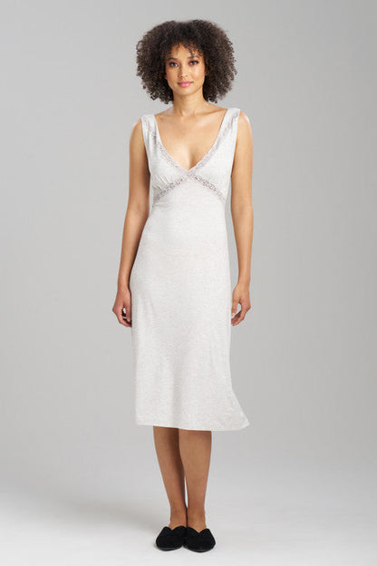 Buy Feathers Essentials Lenzing™ Ecovero™ Viscose Lace Applique Slip Dress in Heather Pebblestone Online Light Heather Grey