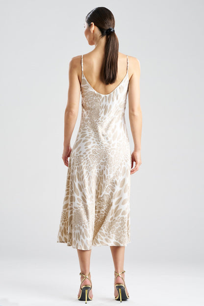 Luxe Leopard Scoop Neck Slip Dress Sand Taupe