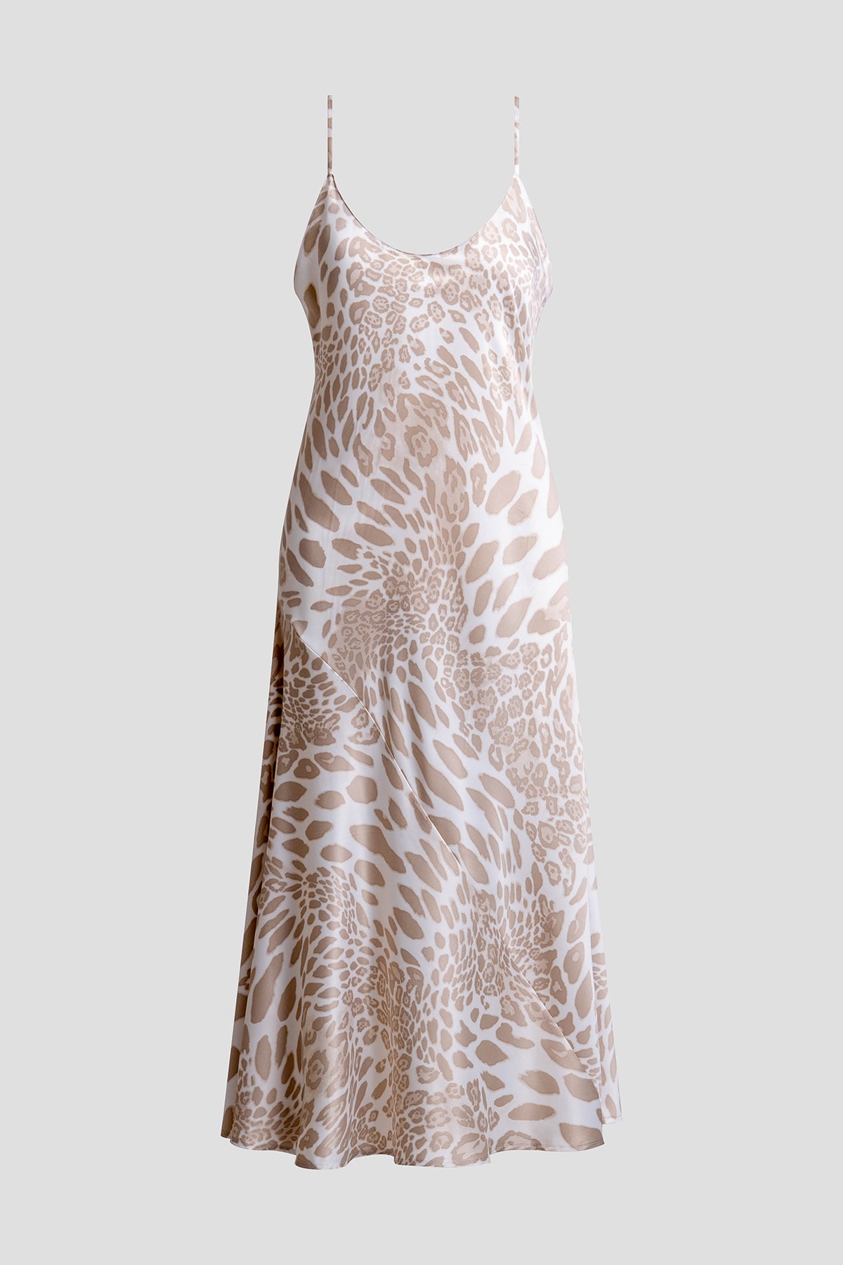 Luxe Leopard Scoop Neck Slip Dress Sand Taupe
