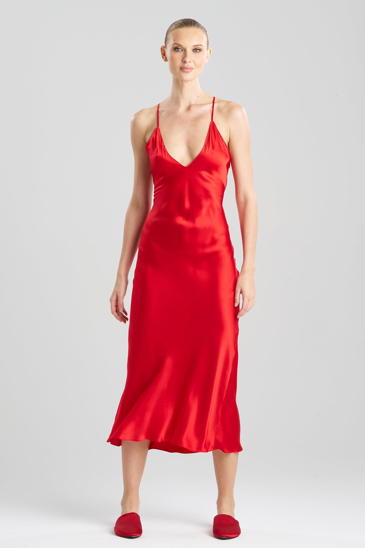 Buy Key Essentials V-neck Silk Gown in Scarlet Online Scarlet