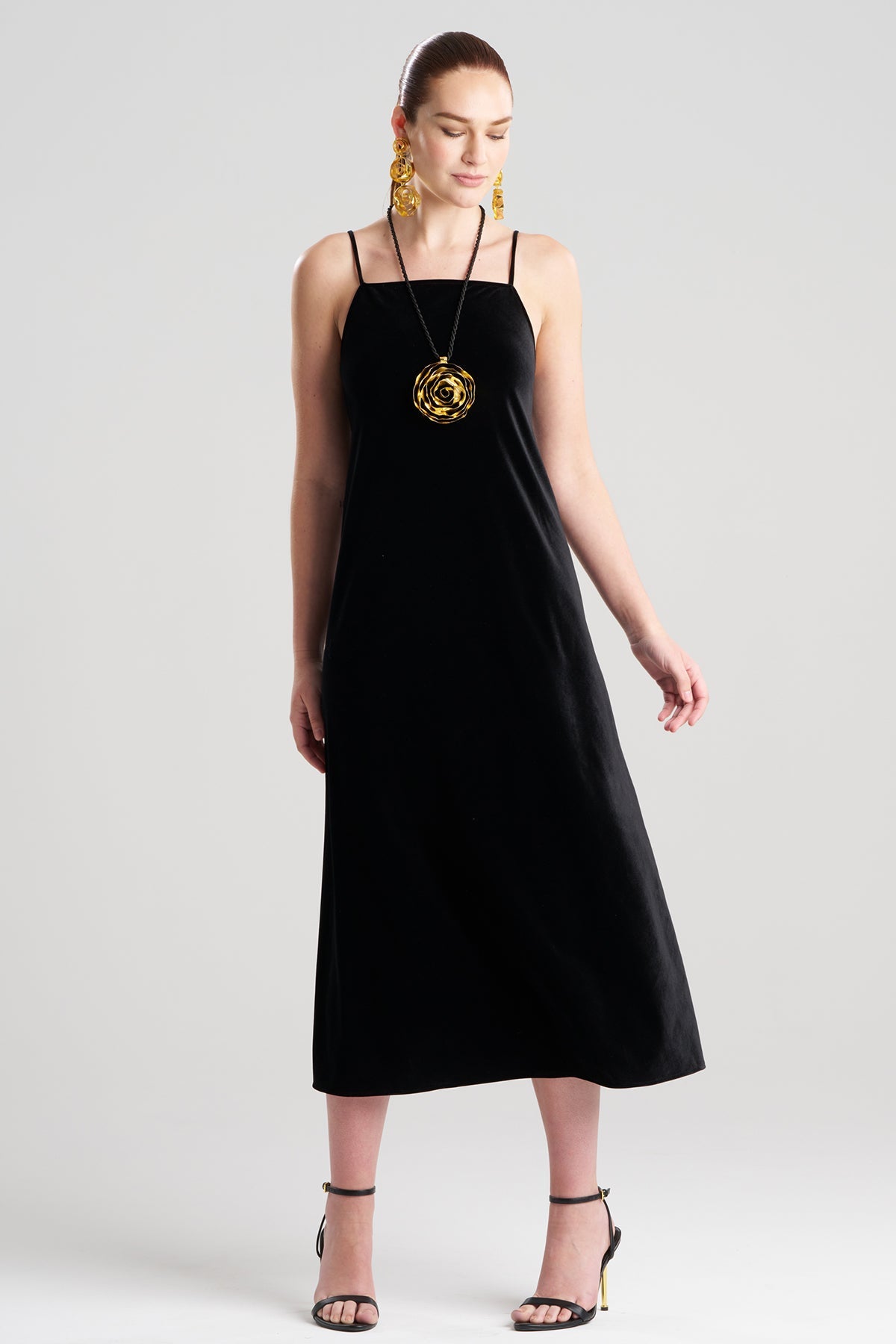 Natalie Velvet Slip Dress Black