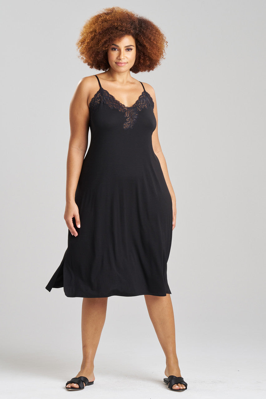 Buy Feathers Essentials Lenzing™ Ecovero™ Viscose Lace Slip Dress in Black Online Black
