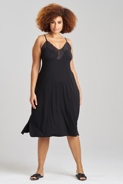 Buy Feathers Essentials Lenzing™ Ecovero™ Viscose Lace Slip Dress in Black Online Black