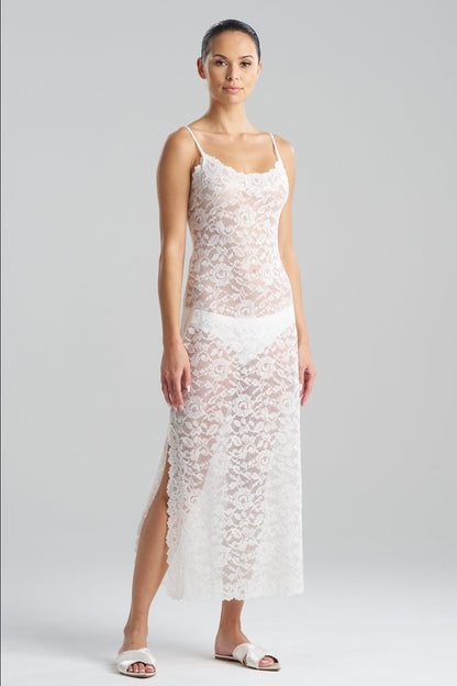 Peony Allover Lace Slip Dress Warm White