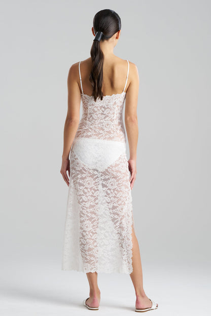 Peony Allover Lace Slip Dress Warm White