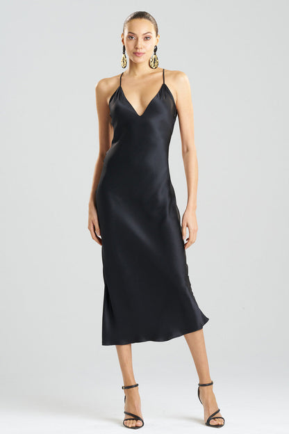 Buy Key Essentials V-neck Silk Gown in Black Online Black