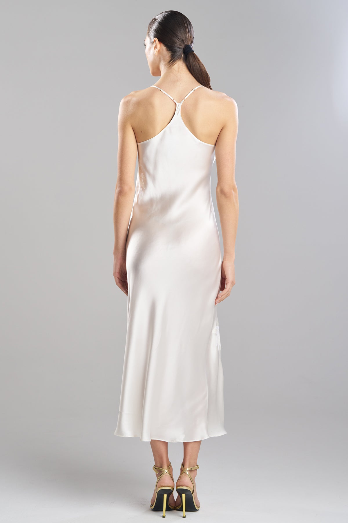 Bridal's Dream Embroidered Silk Slip Dress Warm White