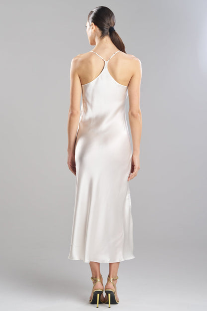 Bridal's Dream Embroidered Silk Slip Dress Warm White