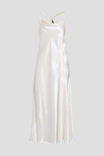 Bridal's Dream Embroidered Silk Slip Dress Warm White