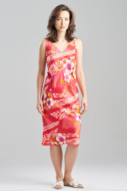 Magnolia Printed Satin Slip Dress Deep Rasberry