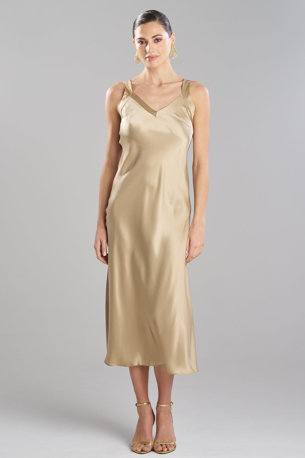 Key Backless Silk Slip Dress Frappe