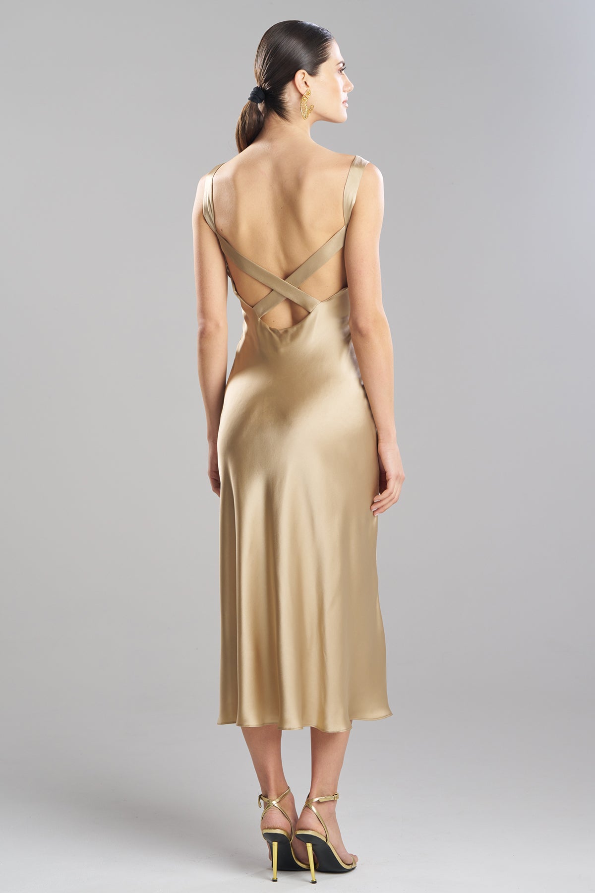 Key Backless Silk Slip Dress Frappe