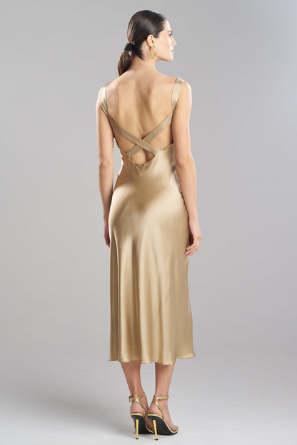 Key Backless Silk Slip Dress Frappe